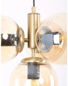 Lustră galben-auriu cu abajur din sticlă ø 15 cm Hector – Squid Lighting