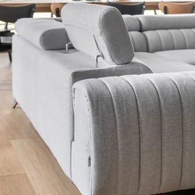 Colțar gri deschis extensibil/cu spațiu de depozitare (cu colț pe partea dreaptă/în formă de "U") Louis – ELTAP