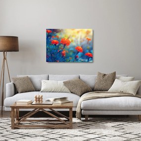 Tablou pe sticlă - Flori portocalii (70x50 cm)