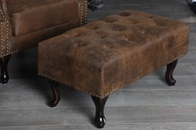 Taburete clasic stil englezesc Chesterfield maro antic