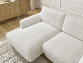 Colțar alb cu tapițerie din țesătură bouclé (cu colț pe partea stângă/cu șezlong) Leonore – Bobochic Paris