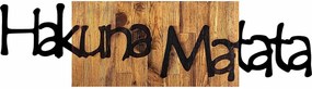 Decoratiune perete HAKUNA MATATA 4, negru/nuc, metal/lemn, 108x3x30 cm