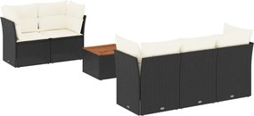 vidaXL Set mobilier de grădină cu perne, 6 piese, negru, poliratan