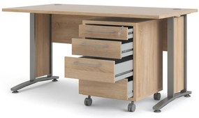 Masă de birou Modulo 150 x 80 cm + container, stejar sonoma / gri