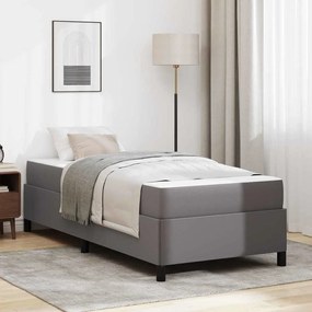 vidaXL Cadru de pat cu saltea Gri 90 x 190 cm Piele artificială