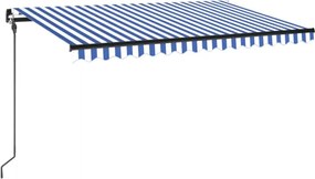 vidaXL Copertină retractabilă manual cu LED, albastru&alb, 400x300 cm