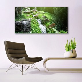 Tablou pe panza canvas Brook Ierburile Natura Verde Alb Gri