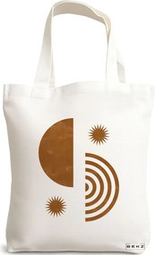 Sacosa de Panza pentru Cumparaturi, Geanta Tote, model Solar Energy, 38x34.5 cm, Alba, BEKZ®