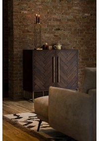 Dulap vinotecă cu aspect de lemn exotic în culoare naturală număr sticle 24, 100x100 cm Class - Dutchbone