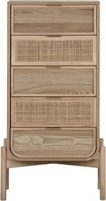 Comoda inalta natur , din lemn de molid si rattan " Almeria"