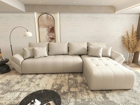 Colțar extensibil dumonde cu ladă de depozitare si sezut confortabil din spuma high-density, Berlin XL Enjoy Beige 350x185 cm II