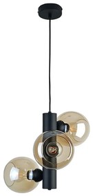 Lustră pe cablu TUBE 3xE27/60W/230V negru/bej fumuriu