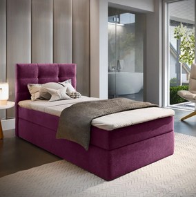 Pat tapițat boxspring GLORIEN 100x200 cm purpurova Saltea: Saltea cu arcuri Bonell