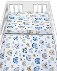 Baby Nellys 2-dílné lenjerie de pat din bumbac - Curcubeu, albastru 120x90