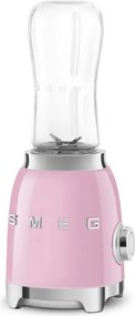 Blender Smeg PBF01PKEU, 300 W, 2 x 600 ml, 20 000–24 000 rpm, Baza antiderapanta, Fara BPA, Otel inoxidabil, Roz