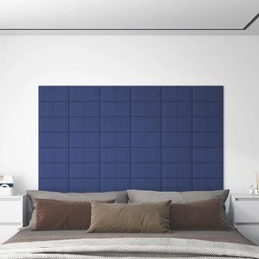 Panouri de perete, 12 buc., albastru, 30x15 cm, textil, 0,54 m   12, Albastru, 30 x 15 cm