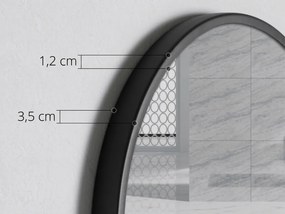 Oglinda neagra rotunda cu raft BREDO Ø 60 cm