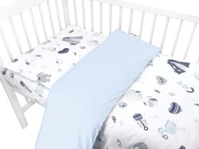 Baby Nellys 2-dílné lenjerie de pat din bumbac, Nouă dragoste Baby - albastru 135x100