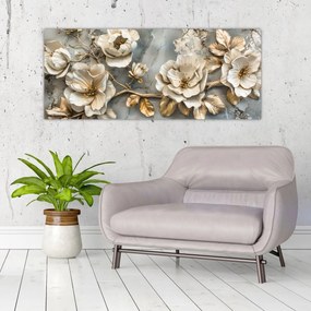Tablou - Marmură de fundal cu flori (120x50 cm)