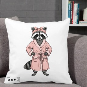 Perna Decorativa Albinuta Kawaii Vesela, 40x40 cm, Alba Mata, Husa Detasabila, Perna Inclusa, BEKZ®