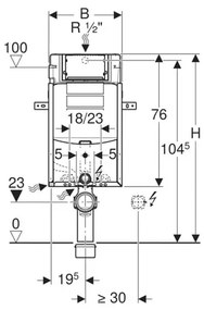 Rezervor incastrat Geberit Sigma cu cadru Kombifix pentru wc suspendat 108 cm