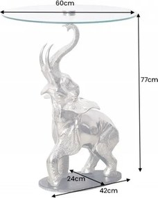Masuta auxiliara design unicat Elephant 75cm argintiu