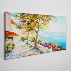 Tablou canvas flori copaci mare cer