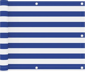 vidaXL Paravan de balcon, alb și albastru, 75 x 400 cm țesătură oxford