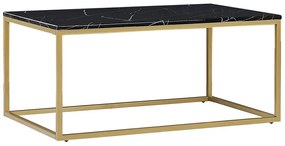 Masă de cafea DELAND (MDF) (negru + auriu cu efect marmură). 1018601