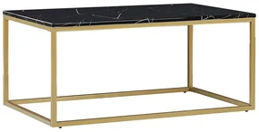 Masă de cafea DELAND (MDF) (negru + auriu cu efect marmură). 1018601
