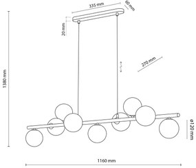 Lustră pe cablu ESTERA 9xG9/6W/230V maro/bej fumuriu
