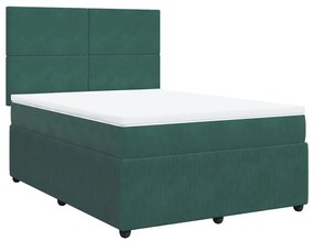 3292355 vidaXL Pat box spring cu saltea, verde închis, 140x200 cm, catifea