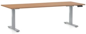 Masa inaltime reglabila OfficeTech D, 200 x 80 cm, bază gri, fag