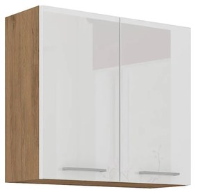 Dulap superior de bucătărie Bronte 80 G 72 2F (stejar lancelot + Alb lucios ). 1058627