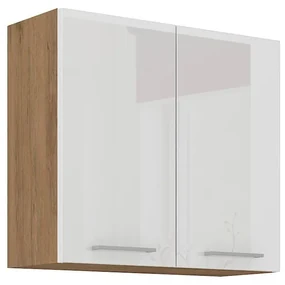 Dulap superior de bucătărie Bronte 80 G 72 2F (stejar lancelot + Alb lucios ). 1058627