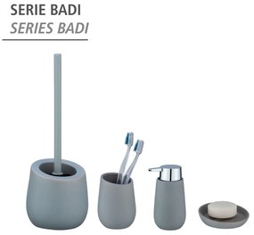 Perie cu suport din ceramică pentru toaletă Wenko Badi, gri