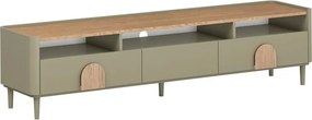 Comodă TV Amilio 200 cm cu sertare - eucalipt / stejar baltic dune / mânere stejar natural