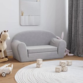 341780 vidaXL Canapea pentru copii cu 2 locuri, gri deschis, pluș moale