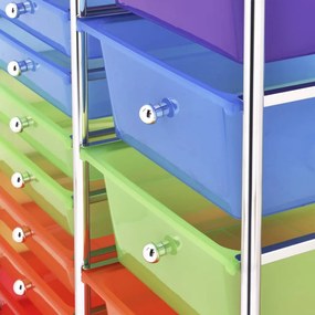 Carucior depozitare mobil cu 15 sertare XXL multicolor plastic 15, Multicolour