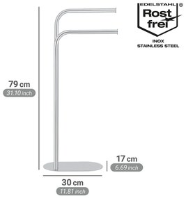 Suport pentru prosoape argintiu lucios din oțel inoxidabil Levante – Wenko