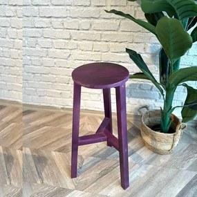 Scaun bar din lemn culoare mov, Vinita, 70 cm