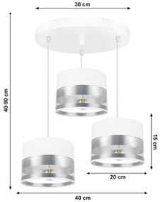 Lustră pe cablu MILO 3xE27/60W/230V argintie