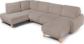 Colțar taupe extensibil/cu spațiu de depozitare cu tapițerie din catifea reiată (cu colț pe partea stângă/în formă de "U") Tori – Bonami Selection