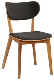 Scaun de dining din lemn de stejar cu șezut negru Rowico Cato, maro