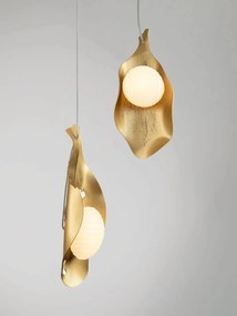 Lustra cu 3 pendule LED otel auriu si sticla MALORY