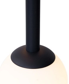 Lampă suspendată de design neagră cu sticlă mată cu 5 lumini - Vertical