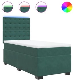 3293149 vidaXL Pat box spring cu saltea, verde închis, 100x200 cm, catifea