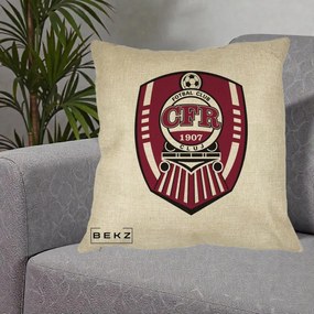 Perna Personalizata CFR Cluj Fotbal Club 1907, 40x40 cm, Crem, Husa Detasabila, Perna Inclusa, BEKZ®