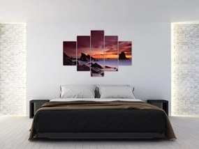 Tablou cu apus de soare pe mal (150x105 cm)