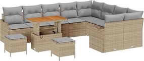 vidaXL Set de canapele pentru grădină 12 pcs Beige și gri deschis